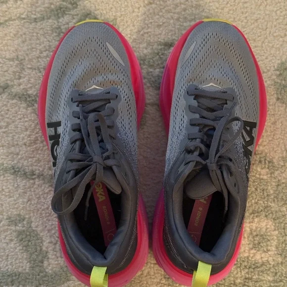 Hoka Women's Gray and Pink Running Shoes Hoka - Picture 2 of 10